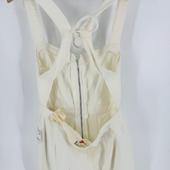 Free People We The Free CRVY 2nd Ave One Piece Ivory Denim Jumpsuit Sz 14 NWT - Picture 11 of 13